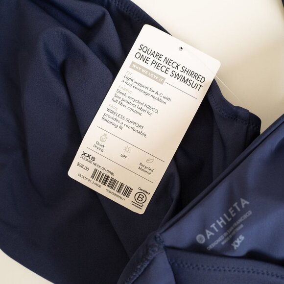 🚨 Athleta Square Neck One Piece Swimsuit Navy Blue - Picture 7 of 11